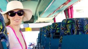girl on a bus