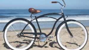 bicycle parked on beach