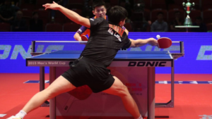 playing table tennis